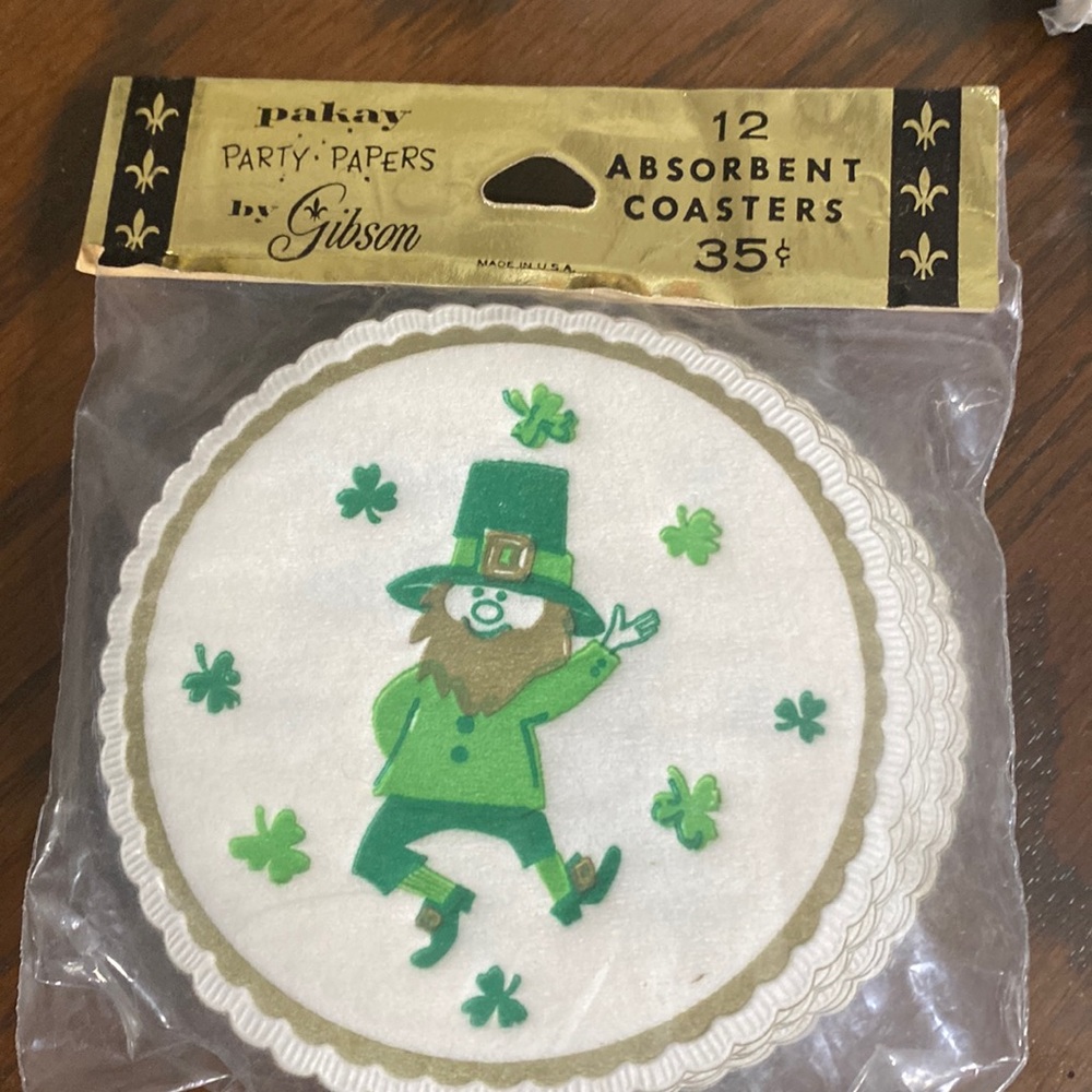 Vintage Gibson shamrock coaster lot of 12 sealed